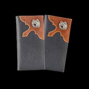 Cartera de rodeo de corte occidental con concho de herradura, accesorio de moda occidental moderno para hombres, regalo para papá, billetera grande de cuero plegable