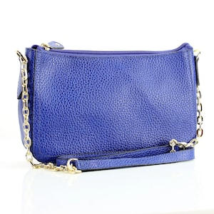 Bunte Leder Umhängetasche – Kleine Geldbörse mit Goldkettenriemen – Stylische Klassische Handtasche – Nettes Geschenk zum Muttertag
