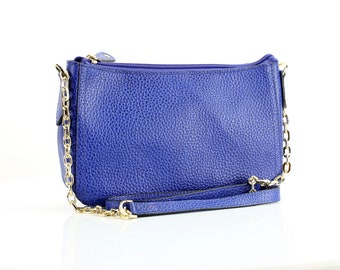 Colorful Leather Shoulder Bag – Small Purse with Gold Chain Strap – Stylish Classic Handbag – Cute Gift for Mother’s Day