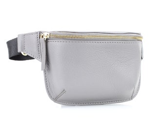 Square Leather Fanny Pack with Adjustable Nylon Strap