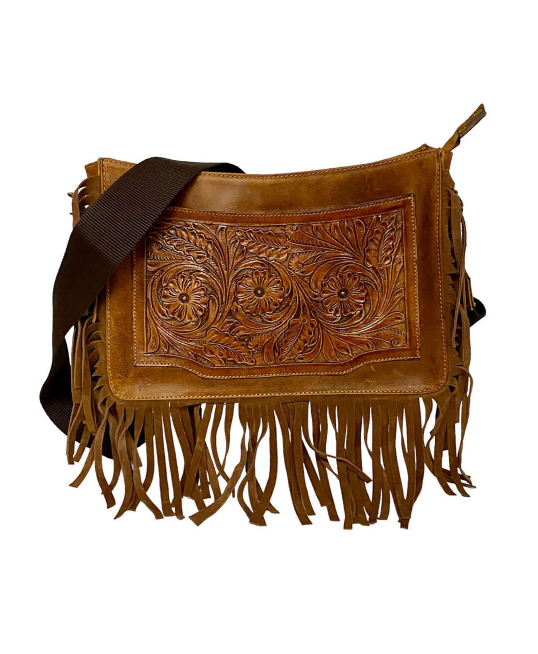 Bella Pu Leather Fringe Western Crossbody Messenger Pouch main image 0