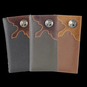 Cartera de rodeo de corte occidental con concho de níquel de búfalo, accesorio de moda occidental moderno para hombres, regalo para papá, billetera grande de cuero plegable