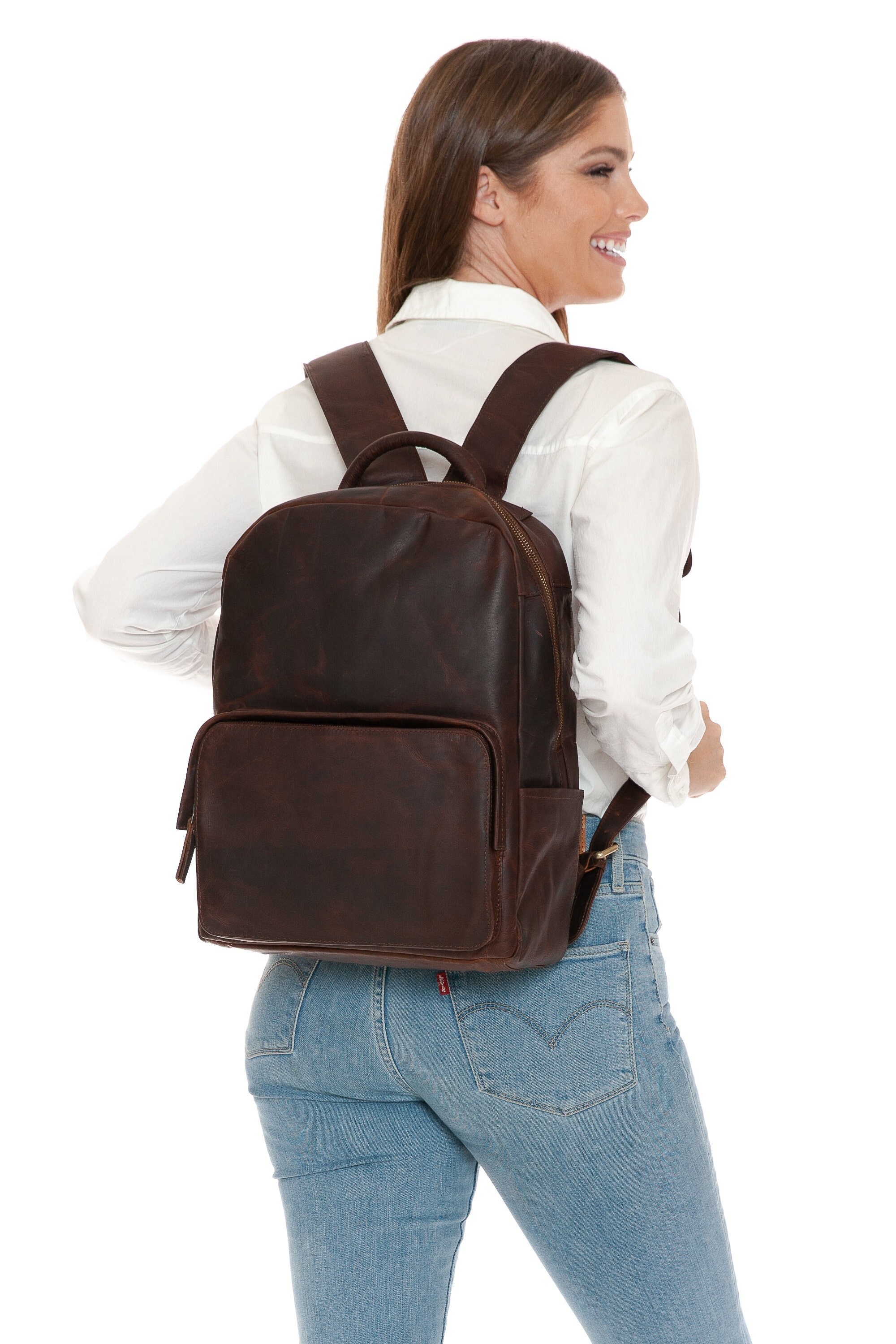 Traditional Leather Backpack With Zipper Front Pocket Oil Pull up Leather Bag Minimalist Style Pack Rustic Travel Bag Anniversary Gift Etsy