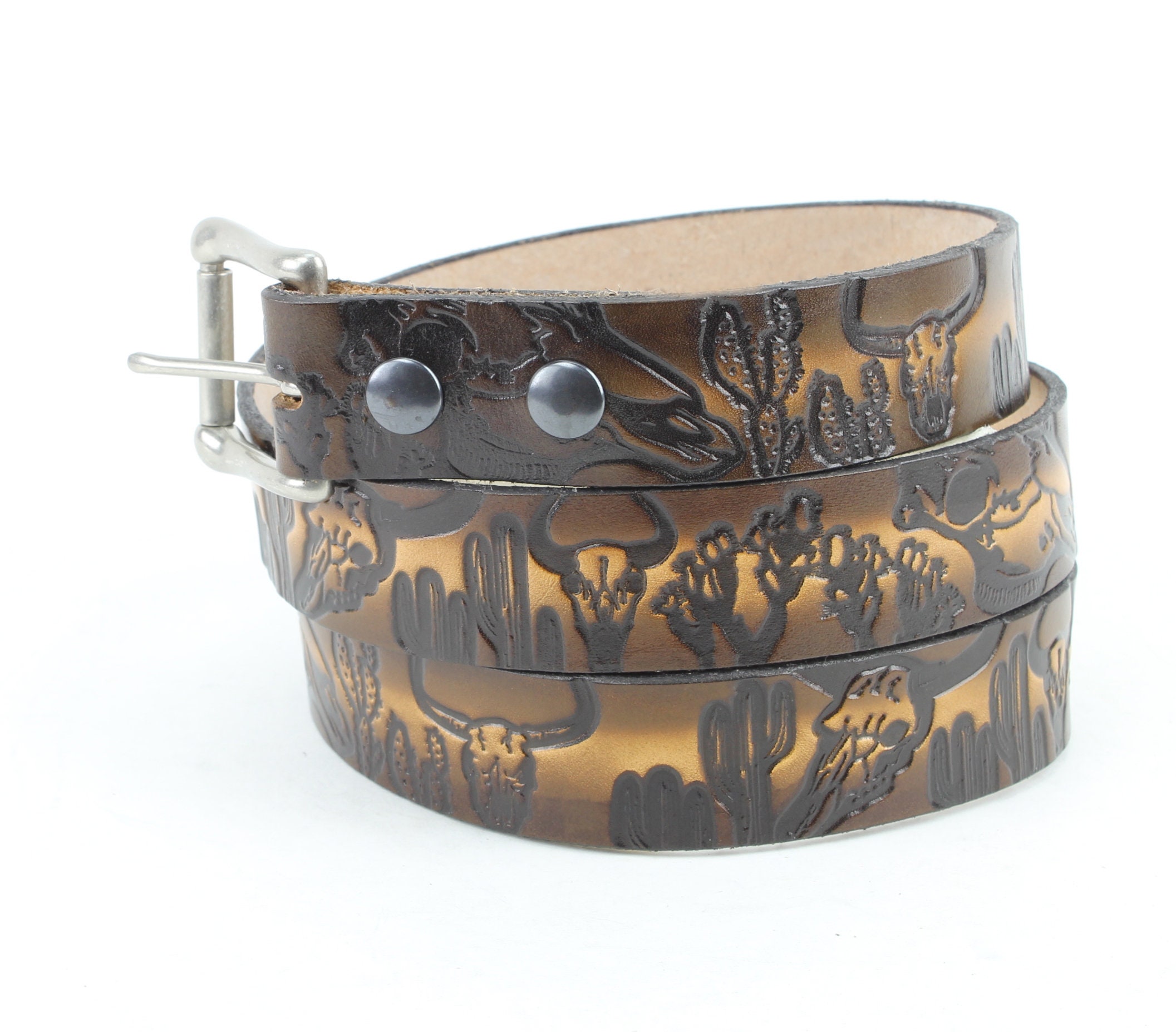 Cintura In Pelle Con Fibbia Western Fai Da Te Con Teschio E - Foto 8