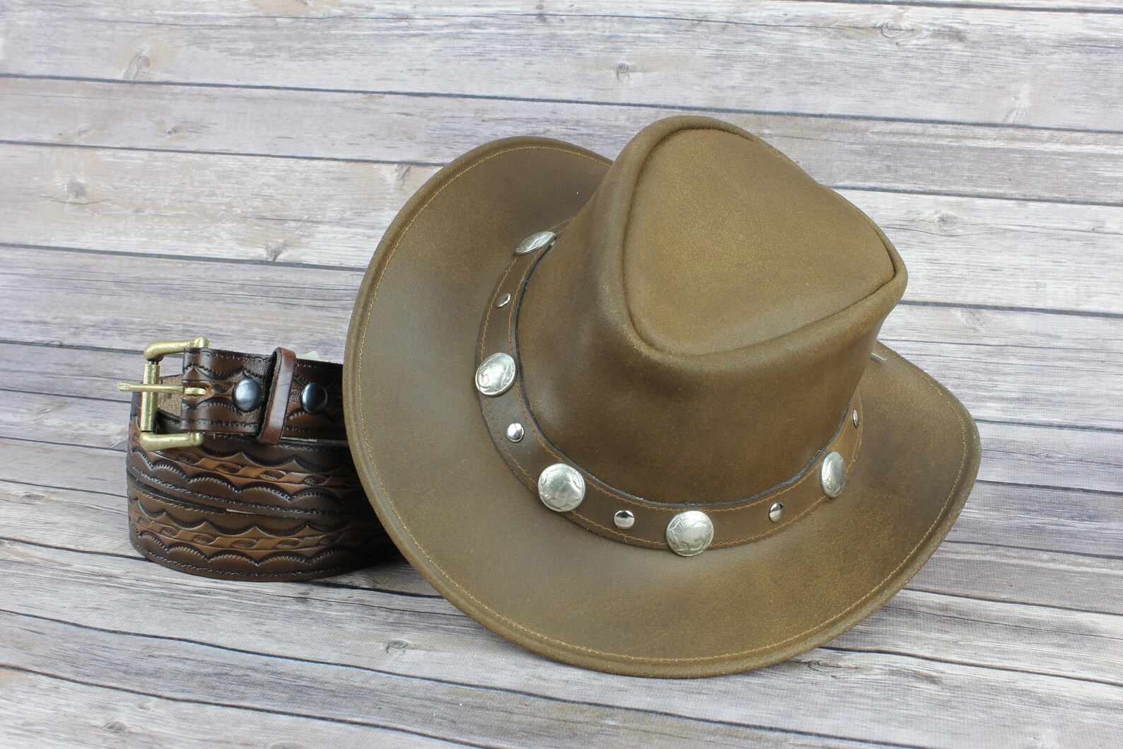 Buffalo nickel cowboy hat & belt gift set Father's day Etsy