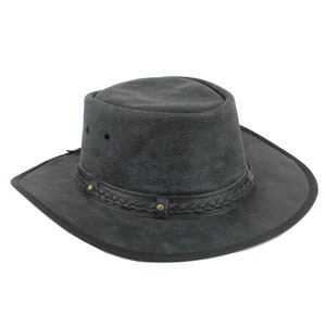 Black Leather Cowboy Hat: Crushable Aussie Style Bush Hat