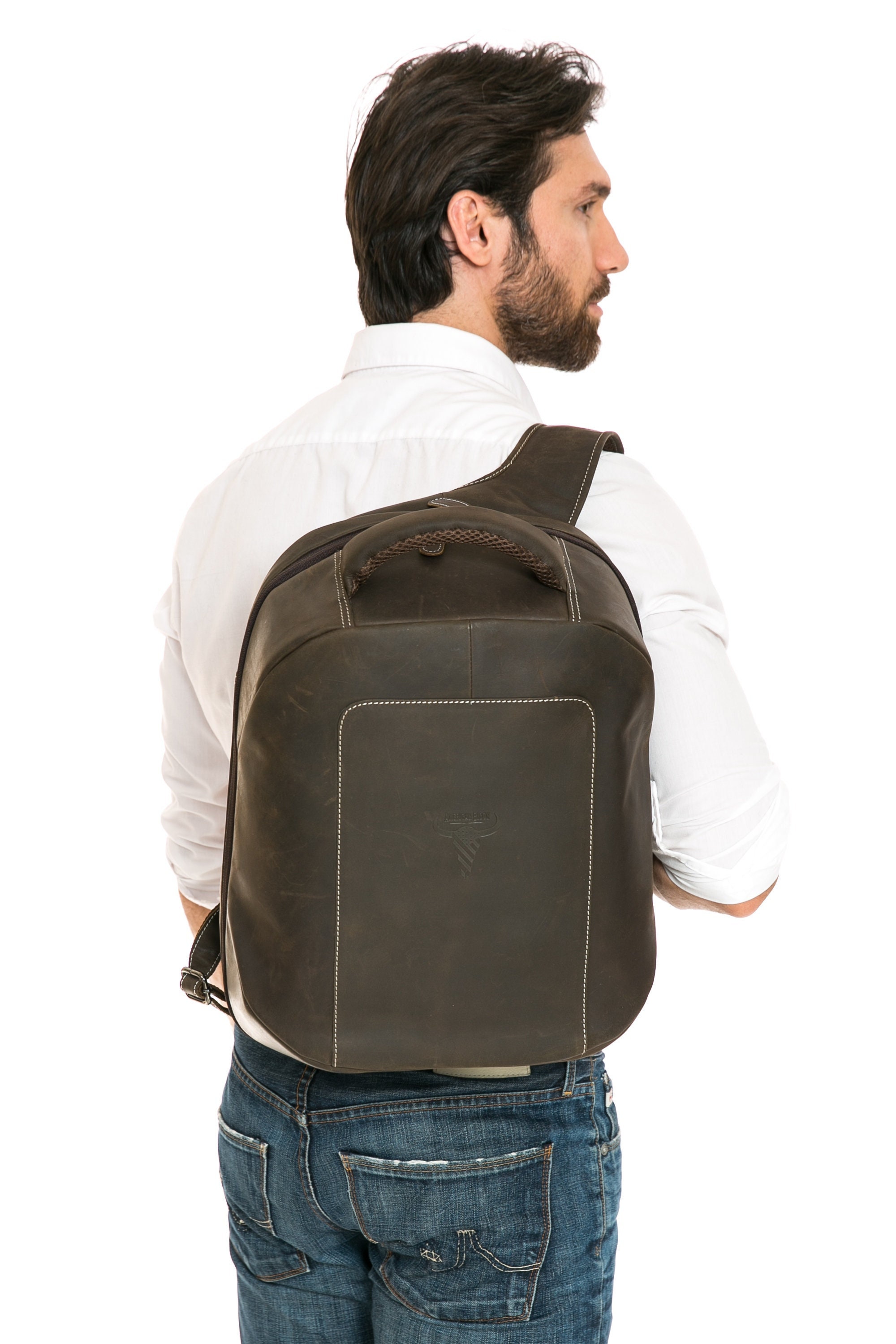 Distressed Brown Leather Backpack Hunter Leather Bag Etsy