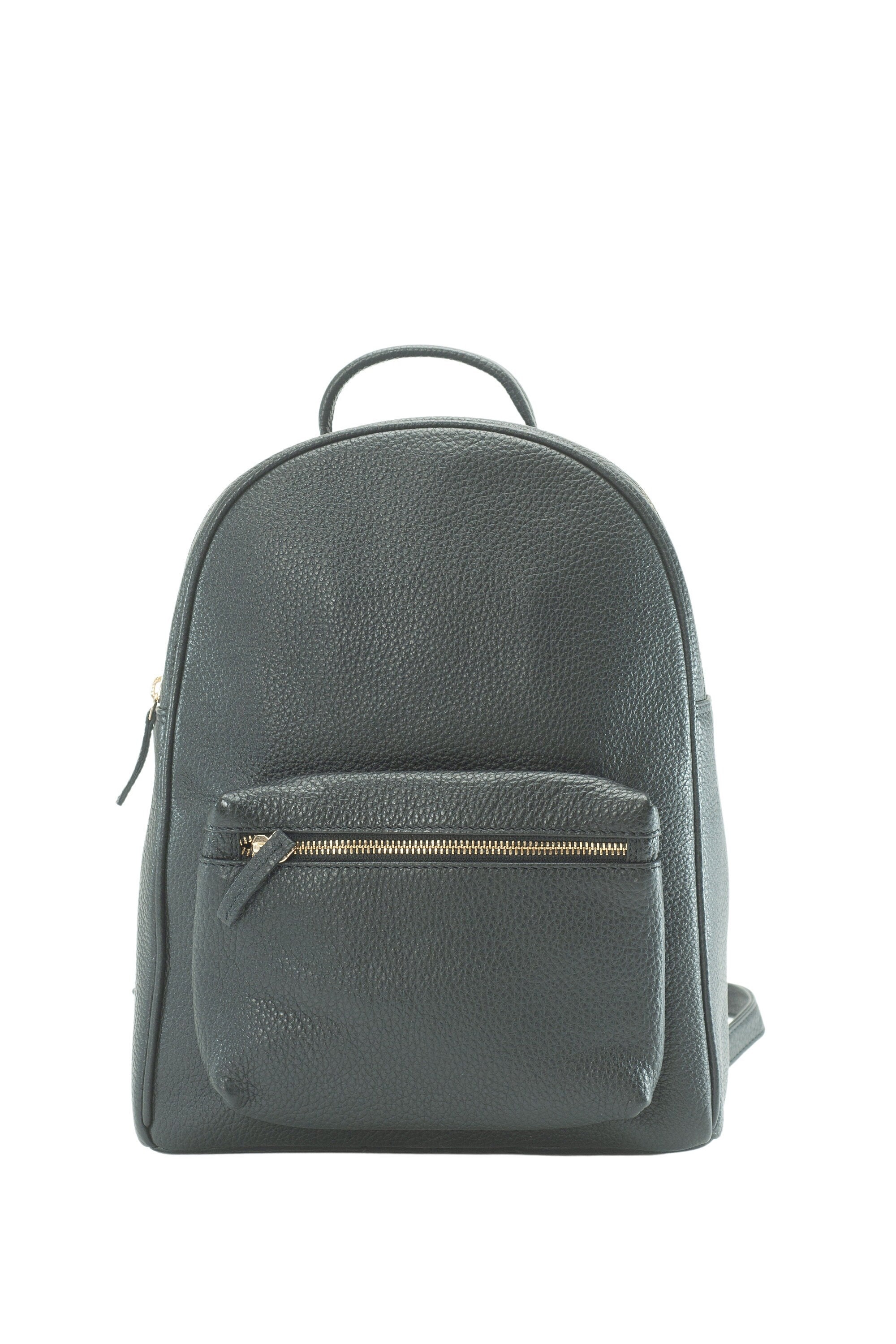 Black leather look backpack women's hot sale
