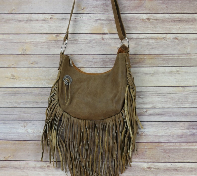 Leather Fringe Crossbody Hobo Bag Western Style Fringe Bag Etsy