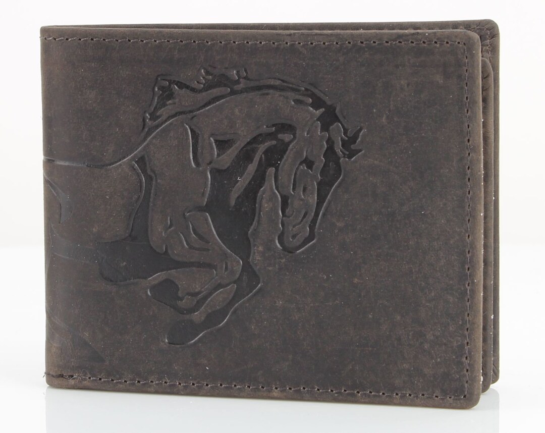 Rivet and Burr's Horse Embossed Bi Fold Wallet, RFID Protection