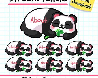 Painéis Twitch Panda, pacote de 25 painéis Cute Panda Twitch Streamer