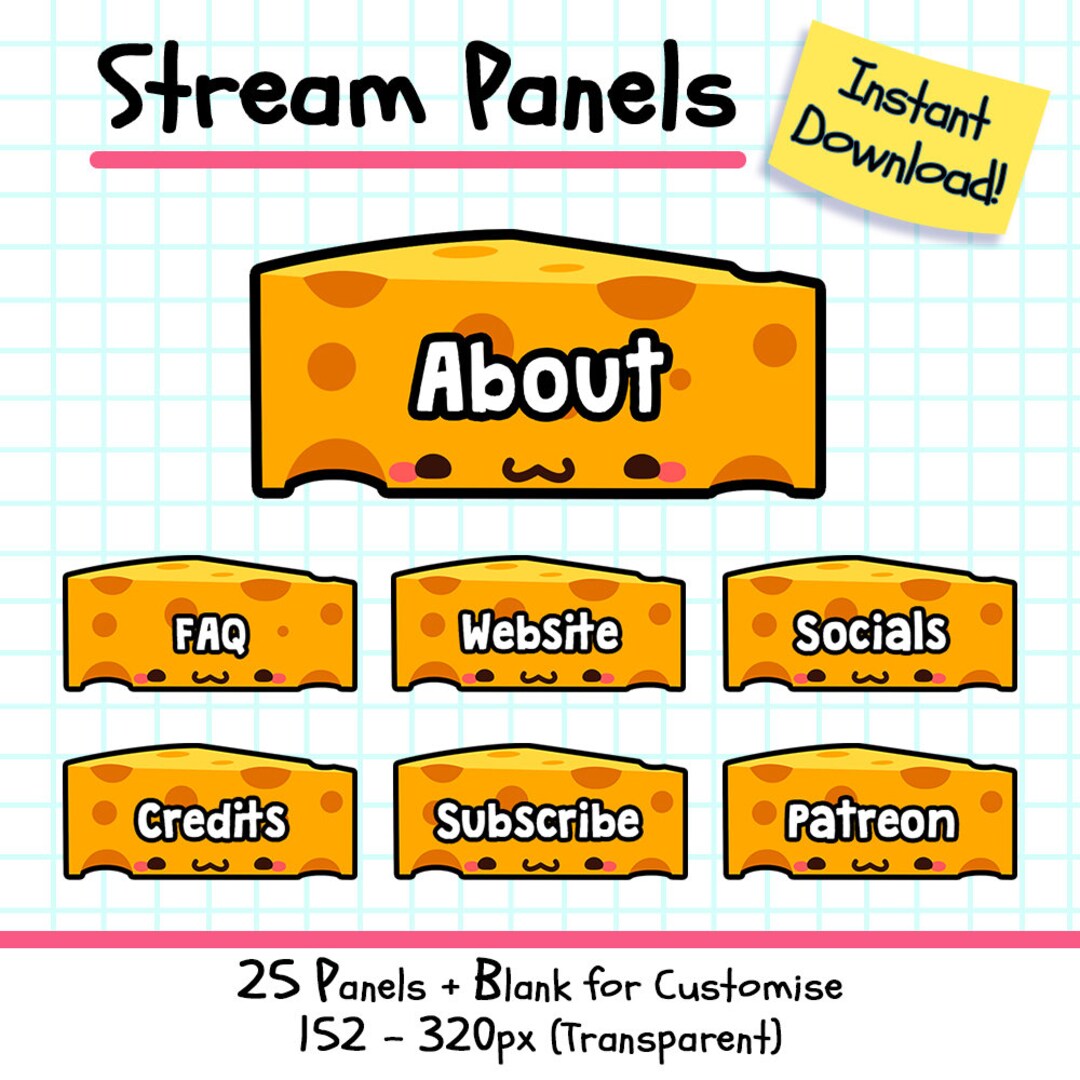 Twitch Cheese Panels, 25 Cute Cheddar Twitch Streamer Panel Pack - Etsy
