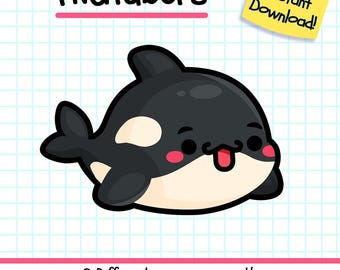 Orca PNGTuber, Kawaii Whale Vtuber Model for Twitch Streamers