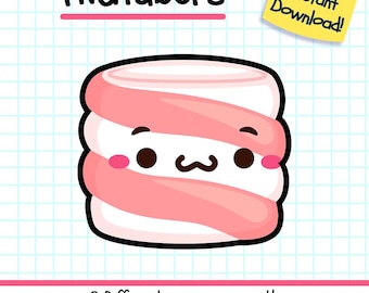 Marshmallow PNGTuber, Kawaii Food Vtuber Model for Twitch Streamers