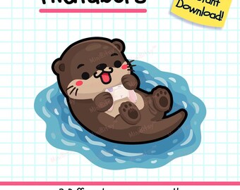 Otter PNGTuber, Kawaii Animal Vtuber Model for Twitch Streamers