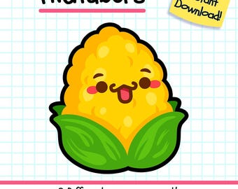 Corn PNGTuber, Kawaii Food Vtuber Model for Twitch Streamers