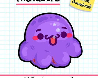 Octopus PNGTuber, Kawaii Fish Vtuber Model for Twitch Streamers
