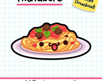 Spaghetti PNGTuber, Kawaii Food Vtuber Model for Twitch Streamers