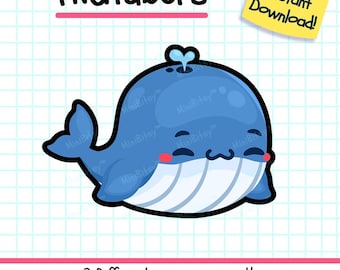 Whale PNGTuber, Kawaii Animal Vtuber Model for Twitch Streamers