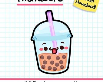Bubble Tea PNGTuber, Kawaii Drink Vtuber Model for Twitch Streamers