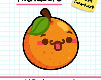 Orange PNGTuber, Kawaii Food Vtuber Model for Twitch Streamers