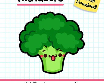 Broccoli PNGTuber, Kawaii Food Vtuber Model for Twitch Streamers