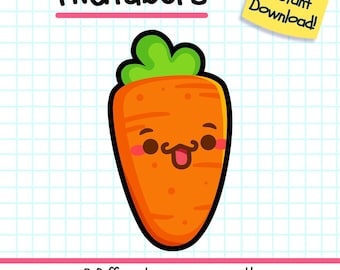 Carrot PNGTuber, Kawaii Food Vtuber Model for Twitch Streamers