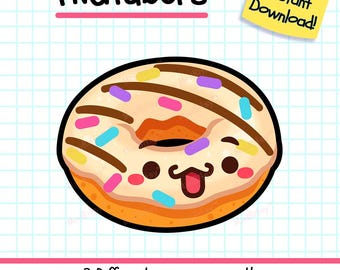 Donut PNGTuber, Kawaii Food Vtuber Model for Twitch Streamers