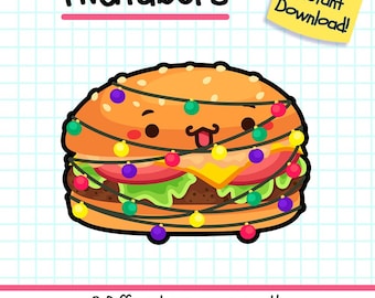 Christmas Hamburger PNGTuber, Festive Street Food Vtuber for Twitch Streamers