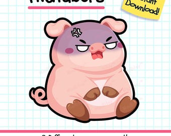 Pig PNGTuber, Kawaii Animal Vtuber Model for Twitch Streamers