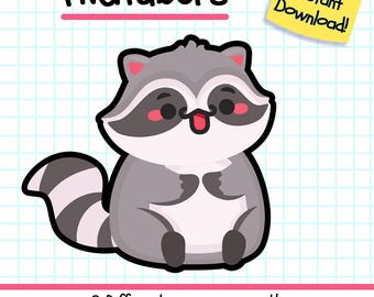 PNGTuber Raccoon, Kawaii Animal Vtuber Model for Twitch Streamers