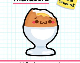 Boiled Egg PNGTuber, Kawaii Breakfast Vtuber Model for Twitch Streamers