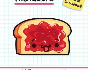 Jam Toast PNGTuber, Kawaii Food Vtuber Model for Twitch Streamers