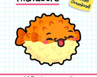 Puffer Fish PNGTuber, Kawaii Animal Vtuber Model for Twitch Streamers