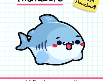 Shark PNGTuber, Kawaii Fish Vtuber Model for Twitch Streamers