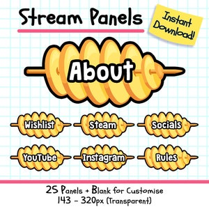 Twitch Tornado Potato Panels, 25 Cute Twisted Potatoes Twitch Streamer Panel Pack