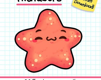 Starfish PNGTuber, Kawaii Animal Vtuber Model for Twitch Streamers