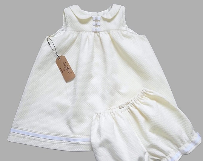 FLORE ~ baby or toddler girl white ivory ceremony dress outfit MADE to ORDER