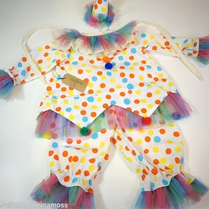 Kinder Clown Kostüm, Polka Dot Regenbogen Tutu verkleiden sich Baby Jungen Mädchen Kleinkind ersten Geburtstag Zirkus-Party, Kuchen Smash Fotoshooting Pierrot Outfit