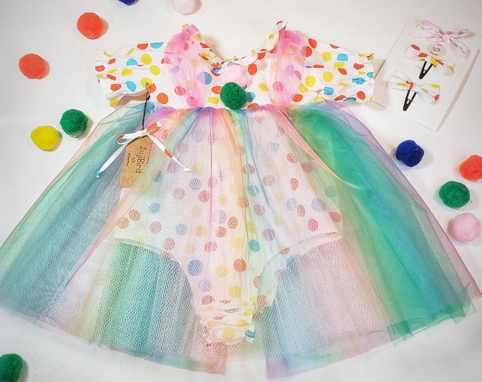 EMMA ~ baby or toddler girl clown circus costume polka dot outfit  MADE to ORDER