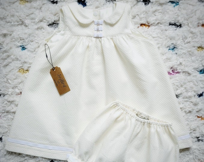 FLORE ~ baby or toddler girl white ivory ceremony dress outfit MADE to ORDER