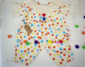 DOTS ~ kids clown costume outfit polka dot baby boy girl toddler 1st first birthday circus party cake smash photo newborn gift MADE to ORDER