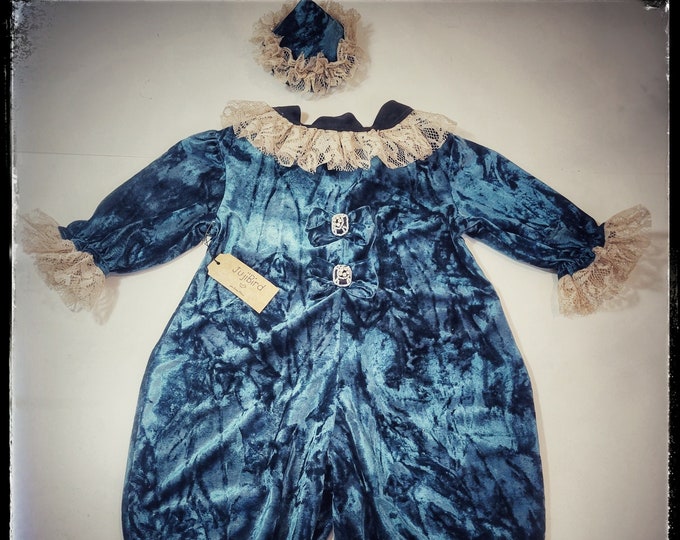 BLUE VELVET ~ baby halloween circus costume boy girl outfit romper hat first birthday kids party made to order