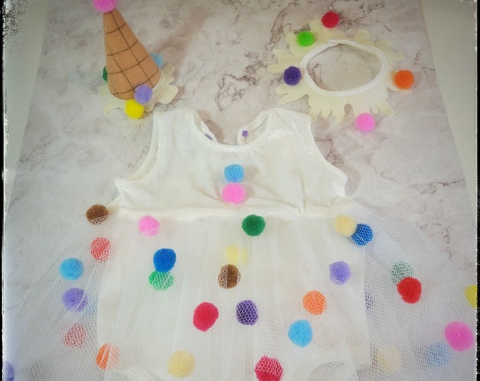 FUNFETTI ~ baby girl dress ice cream costume outfit MADE to ORDER