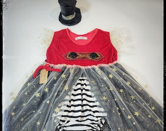 RING GIRL ~ kid circus costume tutu dress baby purim outfit top hat toddler 1 first birthday cake smash photo red ivory black made TO order