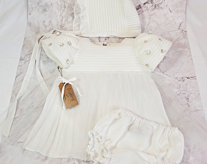 PEARL ~  baby or toddler girl white ceremony dress outfit MADE to ORDER