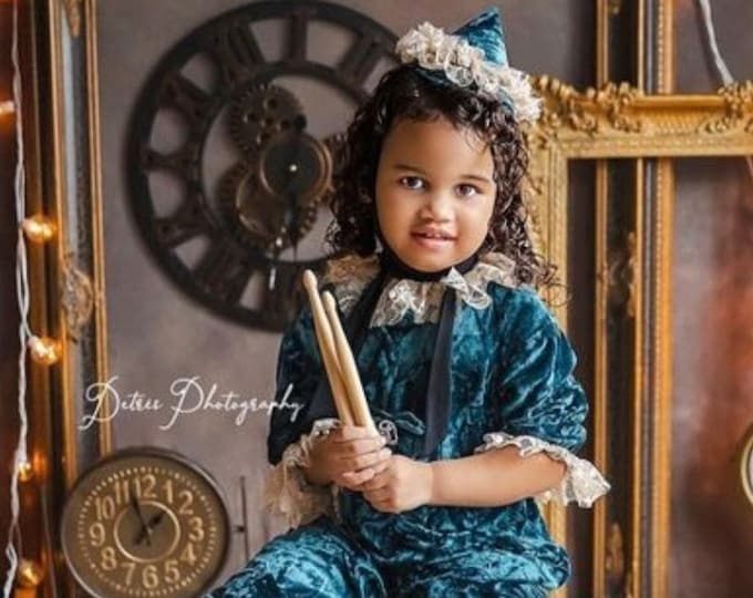 BLUE VELVET ~  kids unisex circus costume boy or girl outfit made TO order
