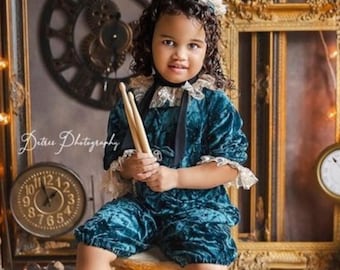 BLUE VELVET ~  kids unisex circus costume boy or girl outfit made TO order