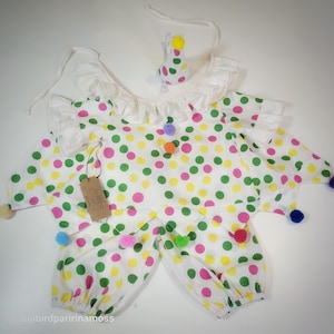 Kinder Clown Halloween Kostüm, Polka Dot verkleiden sich Baby Jungen Mädchen Kleinkind ersten Geburtstag Zirkus-Party, Kuchen Smash Fotoshooting Pierrot Outfit