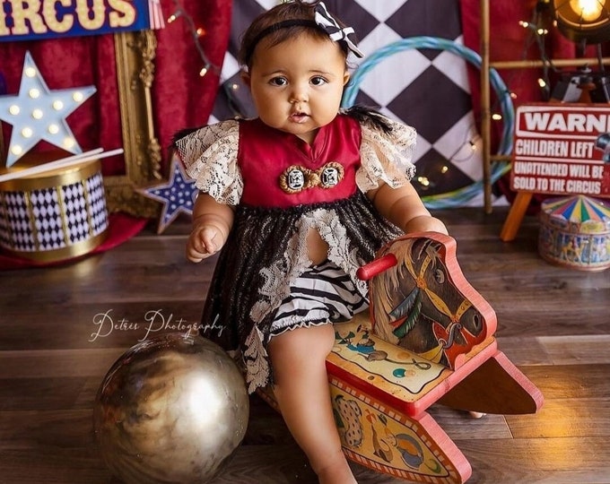 RING GIRL ~ circus costume baby girl dress toddler outfit with top hat made TO order